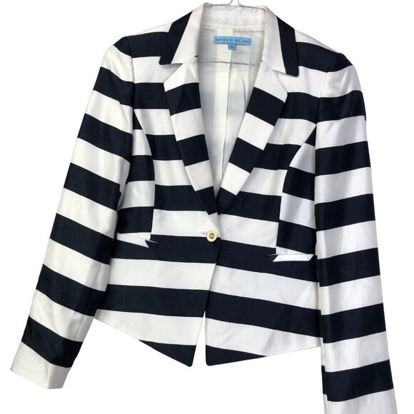 ANTONIO MELANI satin STRIPED BLAZER SIZE 2 NEW WITHOUT TAG - Picture 1 of 7